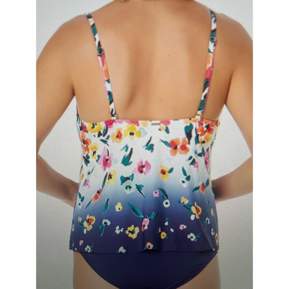 NWT Anne Cole Gradient Floral easy triangle tankini top XL - Picture 2 of 9